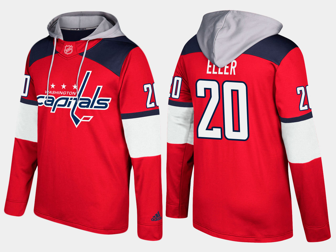 Men NHL Washington capitals #20 lars eller red hoodie